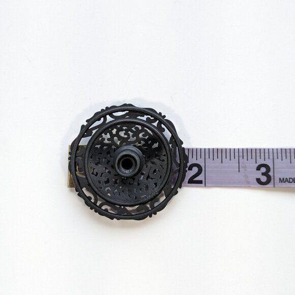 Lot of 4 Ornate Filigree Metal Cabinet Knobs Black drawer pulls round Japan NOS - Picture 6 of 6